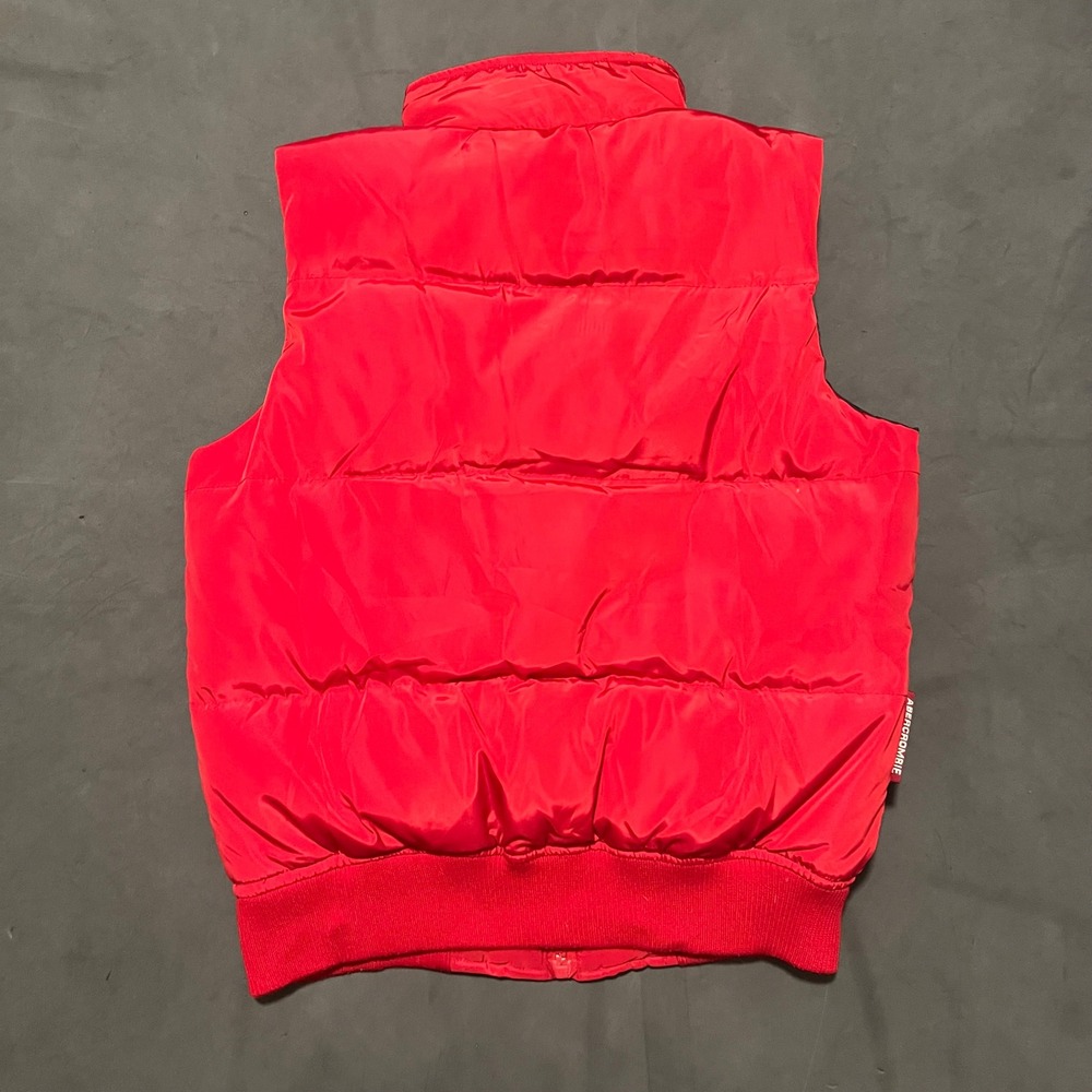 Vintage Abercrombie & Fitch Co. Mens Red Nylon Puffer Down Vest Full‎ Zip  Rare - Picture 2 of 9